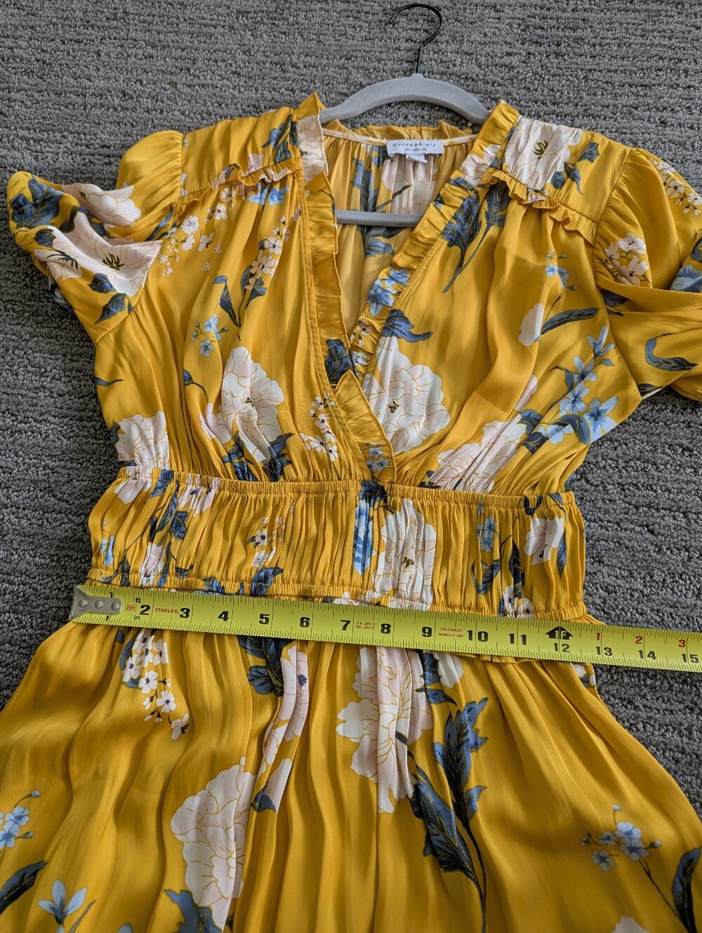 Anthropologie Current Air Marigold Smocked Floral Short Sleeve Maxi Dress - Picture 10 of 12